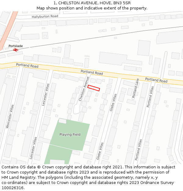 1, CHELSTON AVENUE, HOVE, BN3 5SR: Location map and indicative extent of plot