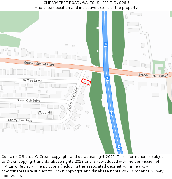 1, CHERRY TREE ROAD, WALES, SHEFFIELD, S26 5LL: Location map and indicative extent of plot