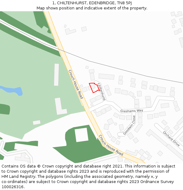 1, CHILTENHURST, EDENBRIDGE, TN8 5PJ: Location map and indicative extent of plot