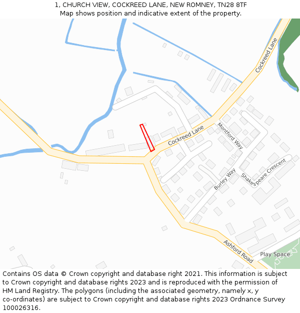 1, CHURCH VIEW, COCKREED LANE, NEW ROMNEY, TN28 8TF: Location map and indicative extent of plot