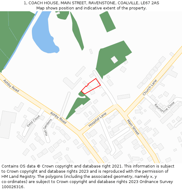 1, COACH HOUSE, MAIN STREET, RAVENSTONE, COALVILLE, LE67 2AS: Location map and indicative extent of plot