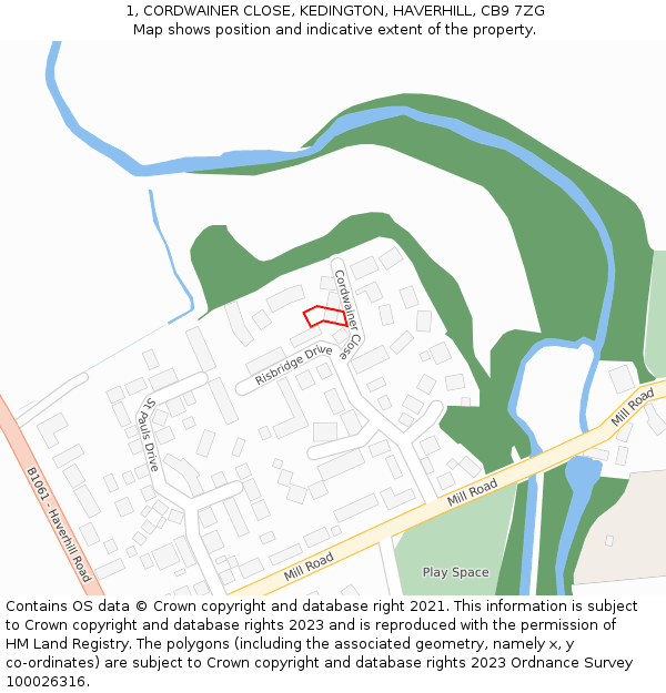 1, CORDWAINER CLOSE, KEDINGTON, HAVERHILL, CB9 7ZG: Location map and indicative extent of plot