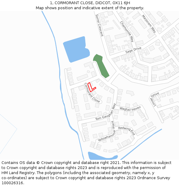 1, CORMORANT CLOSE, DIDCOT, OX11 6JH: Location map and indicative extent of plot