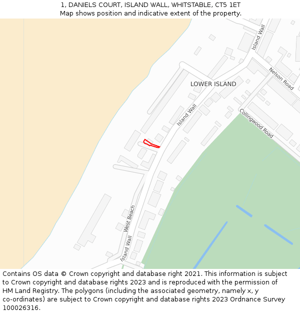 1, DANIELS COURT, ISLAND WALL, WHITSTABLE, CT5 1ET: Location map and indicative extent of plot