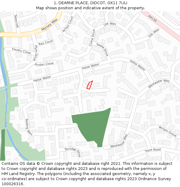 1, DEARNE PLACE, DIDCOT, OX11 7UU: Location map and indicative extent of plot