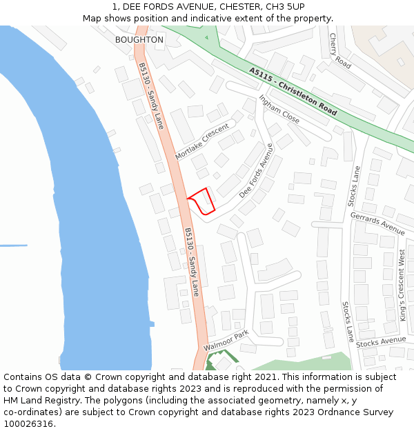 1, DEE FORDS AVENUE, CHESTER, CH3 5UP: Location map and indicative extent of plot