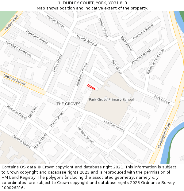 1, DUDLEY COURT, YORK, YO31 8LR: Location map and indicative extent of plot