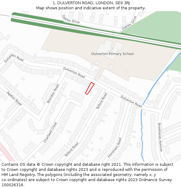 1, DULVERTON ROAD, LONDON, SE9 3RJ: Location map and indicative extent of plot