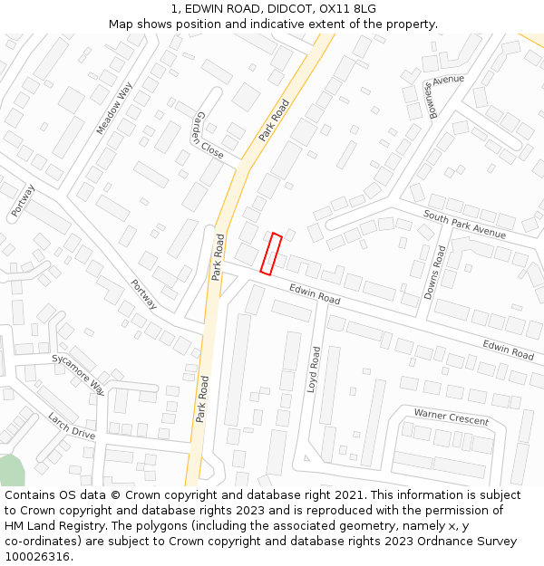 1, EDWIN ROAD, DIDCOT, OX11 8LG: Location map and indicative extent of plot