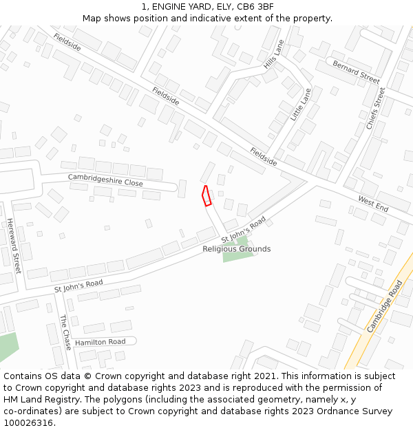 1, ENGINE YARD, ELY, CB6 3BF: Location map and indicative extent of plot