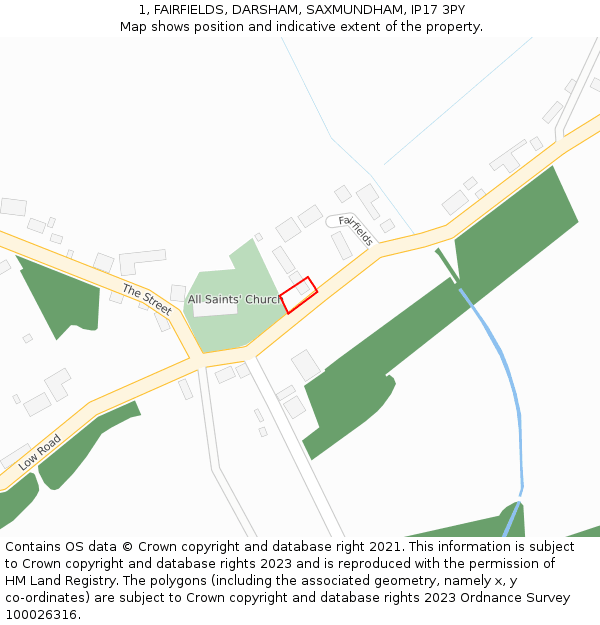 1, FAIRFIELDS, DARSHAM, SAXMUNDHAM, IP17 3PY: Location map and indicative extent of plot