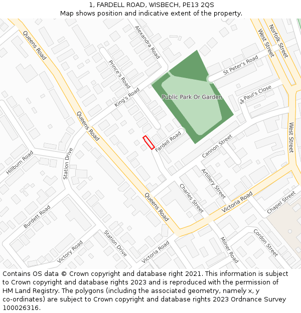 1, FARDELL ROAD, WISBECH, PE13 2QS: Location map and indicative extent of plot