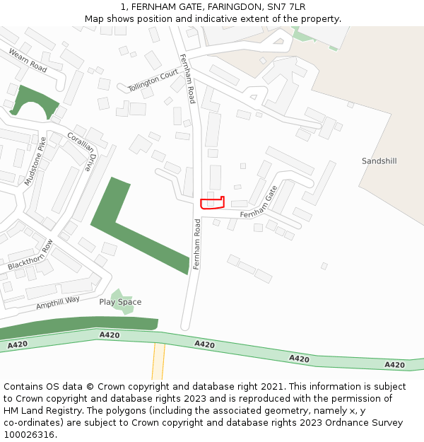 1, FERNHAM GATE, FARINGDON, SN7 7LR: Location map and indicative extent of plot