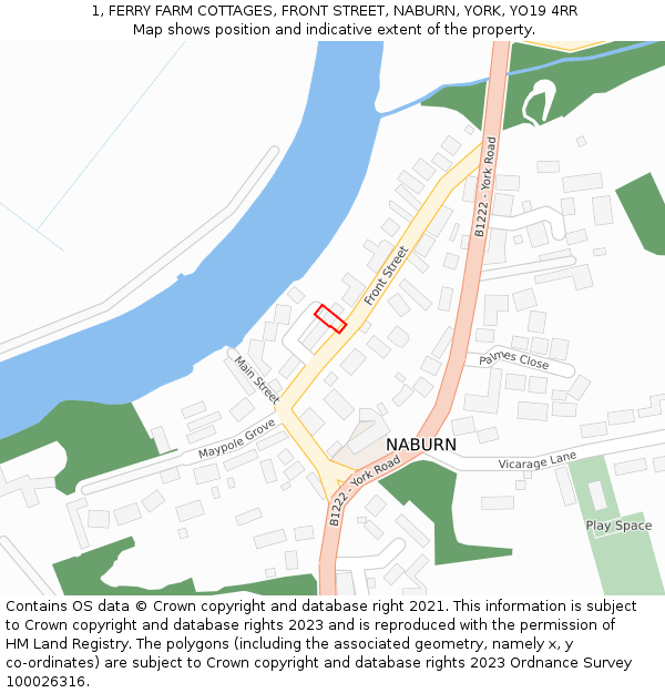 1, FERRY FARM COTTAGES, FRONT STREET, NABURN, YORK, YO19 4RR: Location map and indicative extent of plot