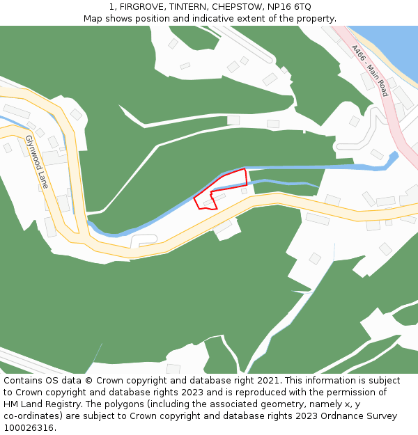 1, FIRGROVE, TINTERN, CHEPSTOW, NP16 6TQ: Location map and indicative extent of plot
