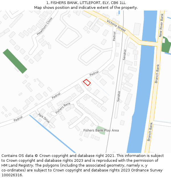 1, FISHERS BANK, LITTLEPORT, ELY, CB6 1LL: Location map and indicative extent of plot