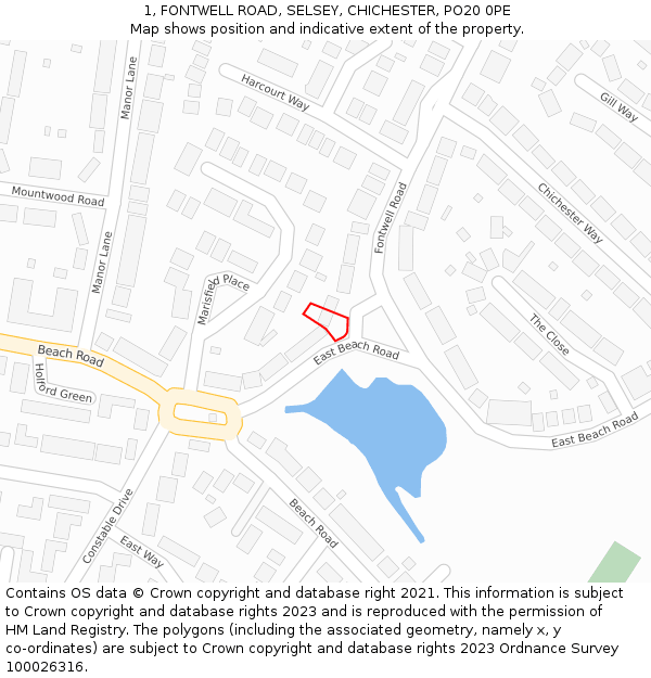 1, FONTWELL ROAD, SELSEY, CHICHESTER, PO20 0PE: Location map and indicative extent of plot