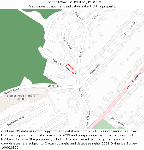 1, FOREST WAY, LOUGHTON, IG10 1JG: Location map and indicative extent of plot