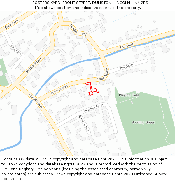 1, FOSTERS YARD, FRONT STREET, DUNSTON, LINCOLN, LN4 2ES: Location map and indicative extent of plot