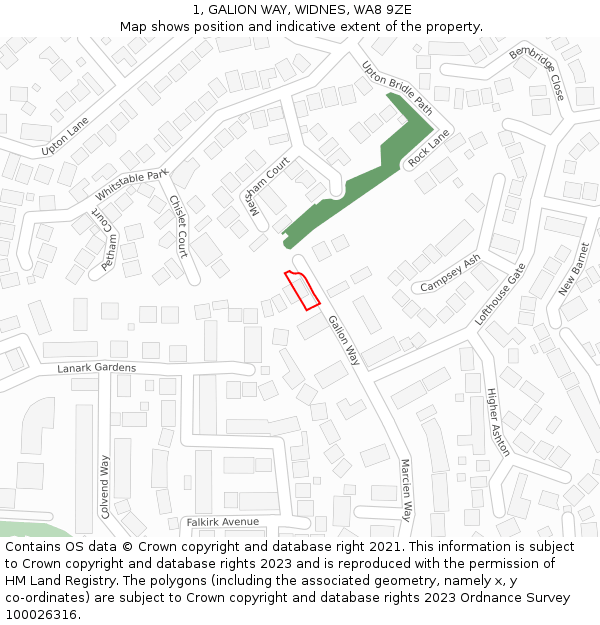 1, GALION WAY, WIDNES, WA8 9ZE: Location map and indicative extent of plot