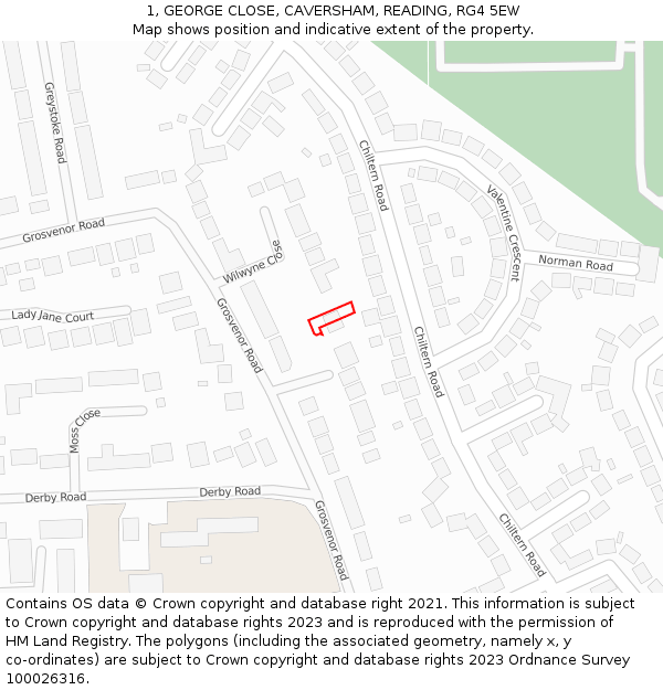 1, GEORGE CLOSE, CAVERSHAM, READING, RG4 5EW: Location map and indicative extent of plot