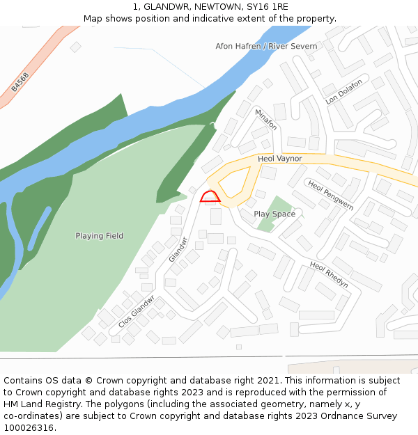 1, GLANDWR, NEWTOWN, SY16 1RE: Location map and indicative extent of plot