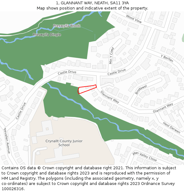 1, GLANNANT WAY, NEATH, SA11 3YA: Location map and indicative extent of plot