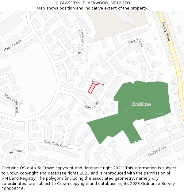 1, GLASFRYN, BLACKWOOD, NP12 1FQ: Location map and indicative extent of plot