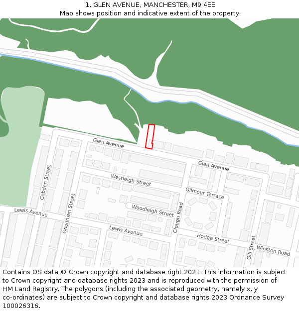 1, GLEN AVENUE, MANCHESTER, M9 4EE: Location map and indicative extent of plot