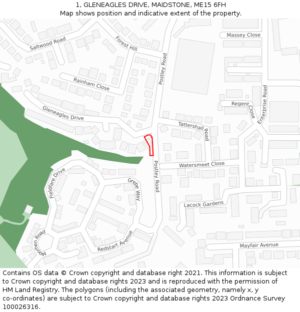 1, GLENEAGLES DRIVE, MAIDSTONE, ME15 6FH: Location map and indicative extent of plot