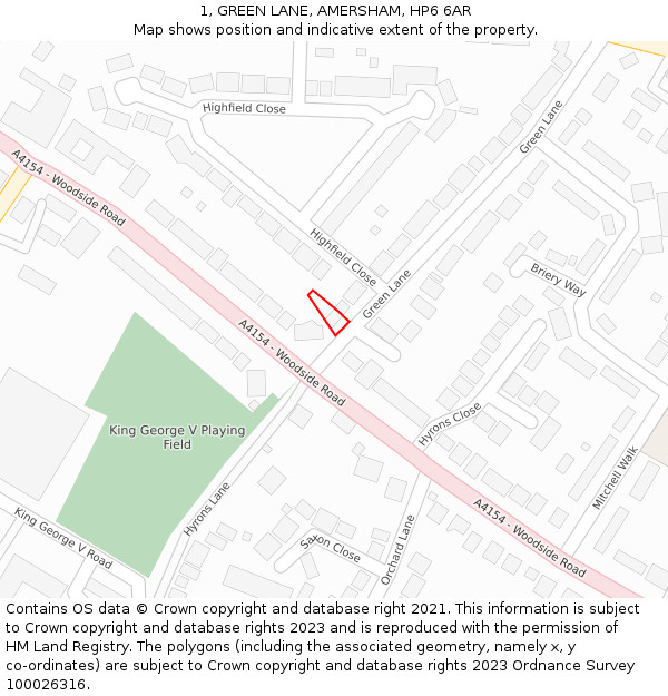 1, GREEN LANE, AMERSHAM, HP6 6AR: Location map and indicative extent of plot