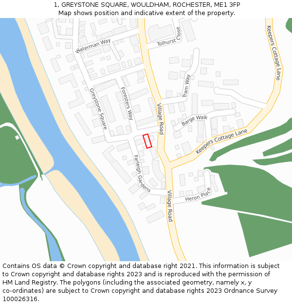 1, GREYSTONE SQUARE, WOULDHAM, ROCHESTER, ME1 3FP: Location map and indicative extent of plot