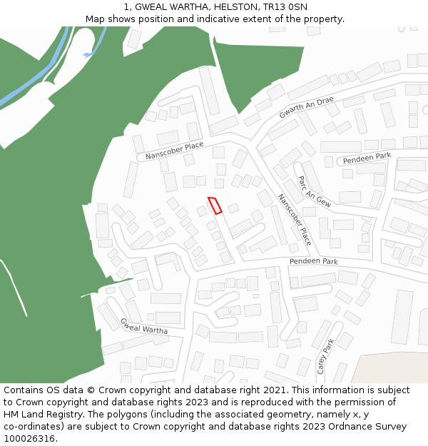 1, GWEAL WARTHA, HELSTON, TR13 0SN: Location map and indicative extent of plot