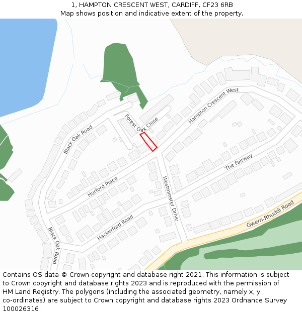 1, HAMPTON CRESCENT WEST, CARDIFF, CF23 6RB: Location map and indicative extent of plot