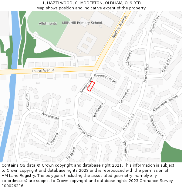 1, HAZELWOOD, CHADDERTON, OLDHAM, OL9 9TB: Location map and indicative extent of plot