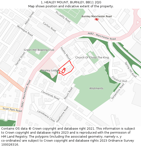 1, HEALEY MOUNT, BURNLEY, BB11 2QG: Location map and indicative extent of plot