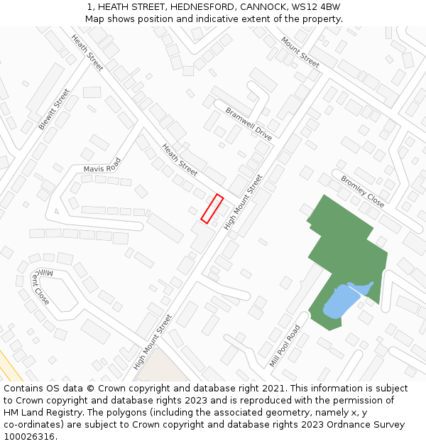 1, HEATH STREET, HEDNESFORD, CANNOCK, WS12 4BW: Location map and indicative extent of plot