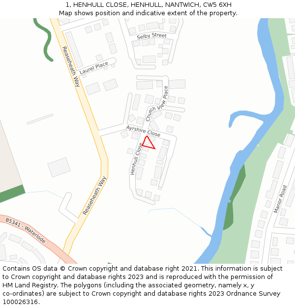 1, HENHULL CLOSE, HENHULL, NANTWICH, CW5 6XH: Location map and indicative extent of plot