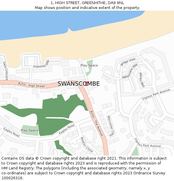 1, HIGH STREET, GREENHITHE, DA9 9NL: Location map and indicative extent of plot