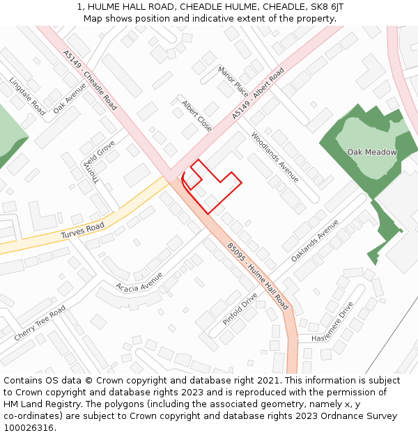 1, HULME HALL ROAD, CHEADLE HULME, CHEADLE, SK8 6JT: Location map and indicative extent of plot