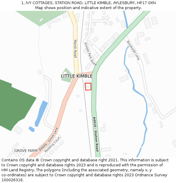 1, IVY COTTAGES, STATION ROAD, LITTLE KIMBLE, AYLESBURY, HP17 0XN: Location map and indicative extent of plot