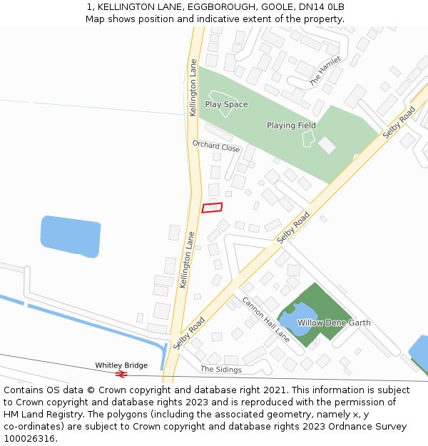 1, KELLINGTON LANE, EGGBOROUGH, GOOLE, DN14 0LB: Location map and indicative extent of plot