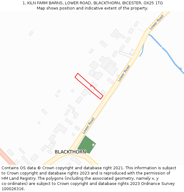 1, KILN FARM BARNS, LOWER ROAD, BLACKTHORN, BICESTER, OX25 1TG: Location map and indicative extent of plot