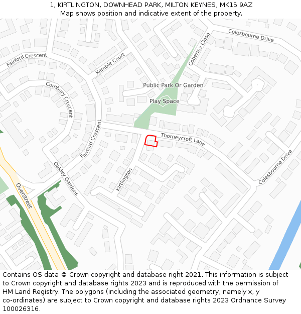 1, KIRTLINGTON, DOWNHEAD PARK, MILTON KEYNES, MK15 9AZ: Location map and indicative extent of plot