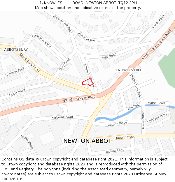 1, KNOWLES HILL ROAD, NEWTON ABBOT, TQ12 2PH: Location map and indicative extent of plot