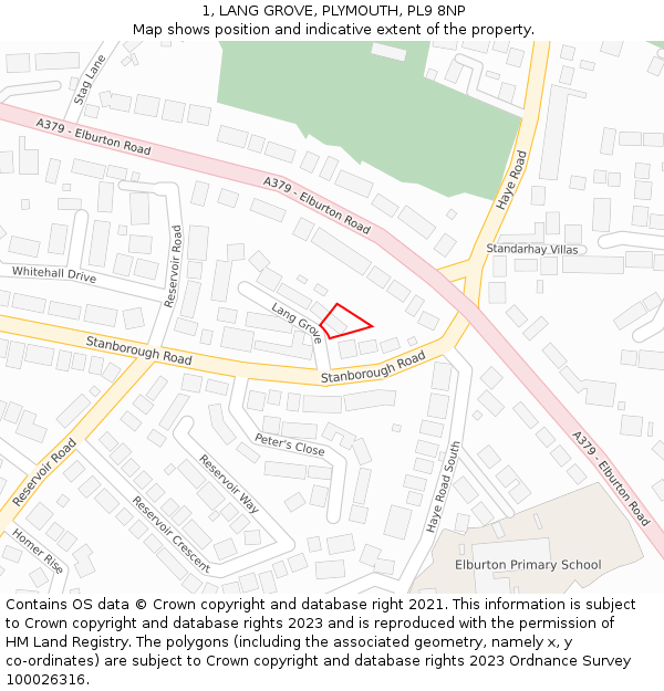 1, LANG GROVE, PLYMOUTH, PL9 8NP: Location map and indicative extent of plot