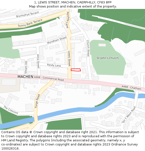 1, LEWIS STREET, MACHEN, CAERPHILLY, CF83 8PP: Location map and indicative extent of plot