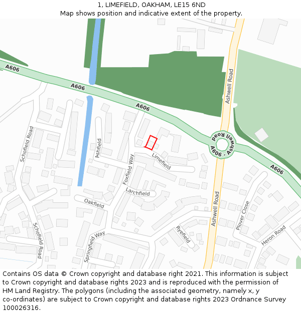 1, LIMEFIELD, OAKHAM, LE15 6ND: Location map and indicative extent of plot