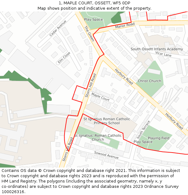 1, MAPLE COURT, OSSETT, WF5 0DP: Location map and indicative extent of plot