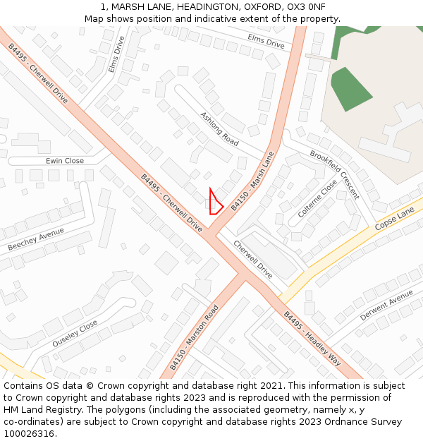 1, MARSH LANE, HEADINGTON, OXFORD, OX3 0NF: Location map and indicative extent of plot